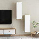 TV Cabinets 2 pcs White and Sonoma Oak 30.5x30x90 cm Engineered Wood - Extra Image