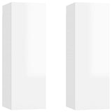 TV Cabinets 2 pcs High Gloss White 30.5x30x90 cm Engineered Wood