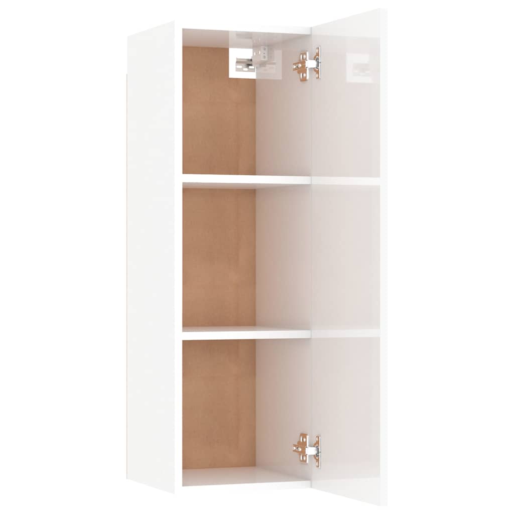 TV Cabinets 2 pcs High Gloss White 30.5x30x90 cm Engineered Wood