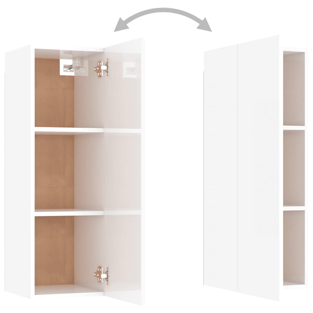 TV Cabinets 2 pcs High Gloss White 30.5x30x90 cm Engineered Wood