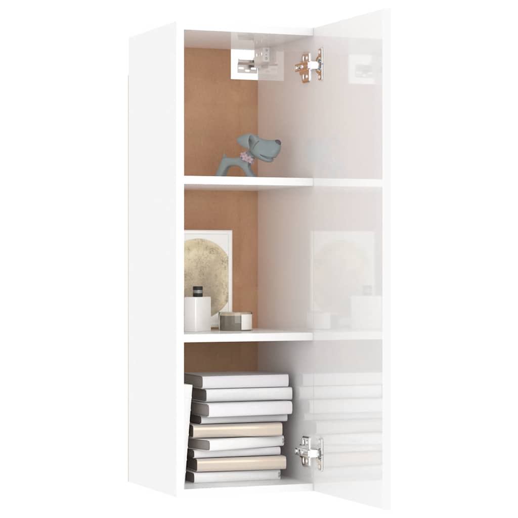 TV Cabinets 2 pcs High Gloss White 30.5x30x90 cm Engineered Wood