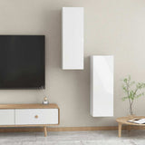 TV Cabinets 2 pcs High Gloss White 30.5x30x90 cm Engineered Wood