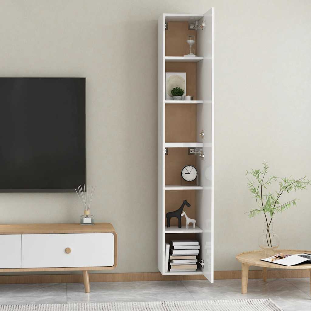 TV Cabinets 2 pcs High Gloss White 30.5x30x90 cm Engineered Wood