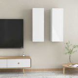 TV Cabinets 2 pcs High Gloss White 30.5x30x90 cm Engineered Wood