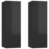 TV Cabinets 2 pcs High Gloss Black 30.5x30x90 cm Engineered Wood