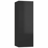 TV Cabinets 2 pcs High Gloss Black 30.5x30x90 cm Engineered Wood - Side View