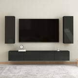 TV Cabinets 2 pcs High Gloss Black 30.5x30x90 cm Engineered Wood