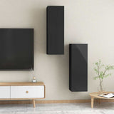 TV Cabinets 2 pcs High Gloss Black 30.5x30x90 cm Engineered Wood - Extra Image