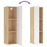 TV Cabinets 2 pcs White and Sonoma Oak 30.5x30x110 cm Engineered Wood - Close-Up Angle