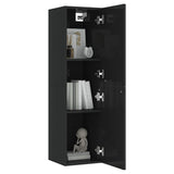TV Cabinet High Gloss Black 30.5x30x110 cm Engineered Wood - Low Angle