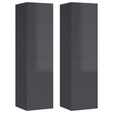 TV Cabinets 2 pcs High Gloss Grey 30.5x30x110 cm Engineered Wood - Front View