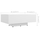 Coffee Table White 85x55x31 cm Engineered Wood - Rear View
