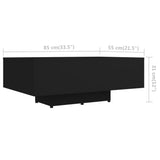 Coffee Table Black 85x55x31 cm Engineered Wood - Rear View