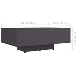 Coffee Table Grey 85x55x31 cm Engineered Wood - Rear View