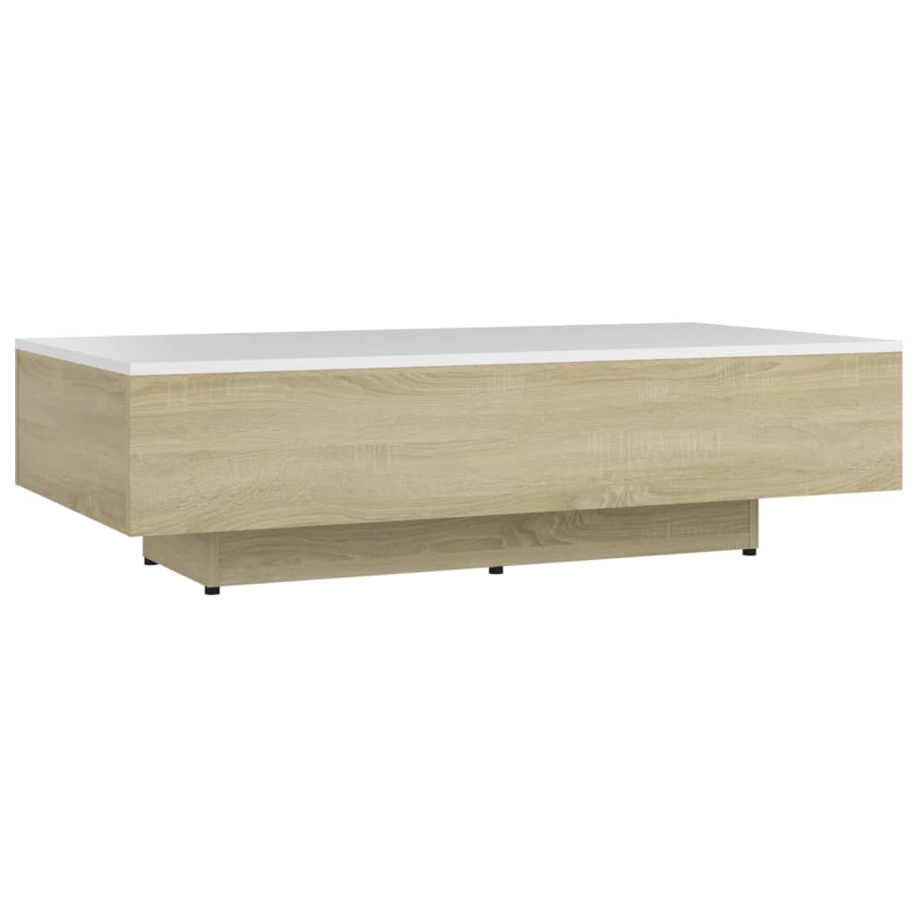Coffee Table White and Sonoma Oak 100x49.5x31 cm Engineered Wood