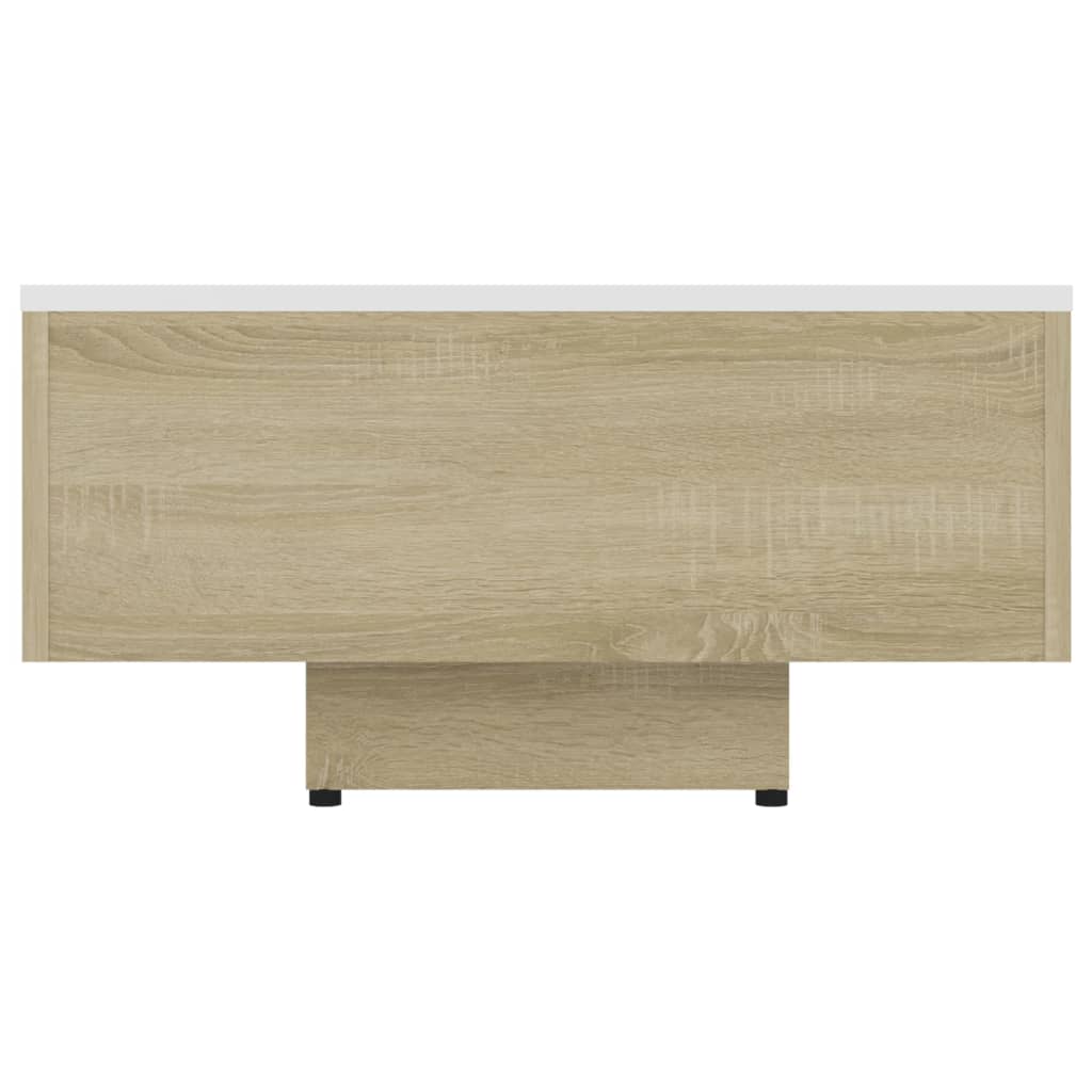 Coffee Table White and Sonoma Oak 100x49.5x31 cm Engineered Wood