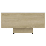 Coffee Table White and Sonoma Oak 100x49.5x31 cm Engineered Wood - Top-Down View