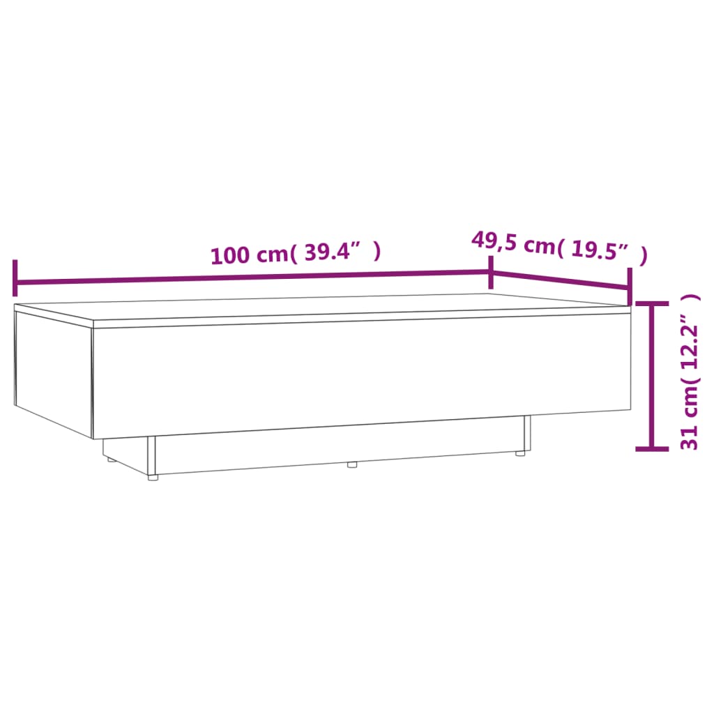 Coffee Table White and Sonoma Oak 100x49.5x31 cm Engineered Wood