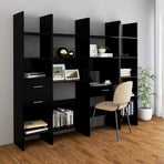 Book Cabinet Black 60x35x180 cm Engineered Wood