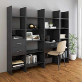 Book Cabinet Grey 60x35x180 cm Engineered Wood - Rear View