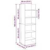 Book Cabinet Grey 60x35x180 cm Engineered Wood - Close-Up Angle