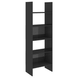 Book Cabinet High Gloss Grey 60x35x180 cm Engineered Wood - Front View
