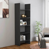 Book Cabinet High Gloss Grey 60x35x180 cm Engineered Wood