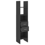 Book Cabinet Grey 40x35x180 cm Engineered Wood - Side View