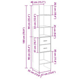 Book Cabinet Grey 40x35x180 cm Engineered Wood - Low Angle