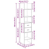 Book Cabinet Sonoma Oak 40x35x180 cm Engineered Wood - Low Angle