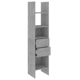 Book Cabinet Concrete Grey 40x35x180 cm Engineered Wood - Side View