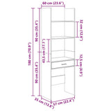 Book Cabinet White 60x35x180 cm Engineered Wood - Low Angle