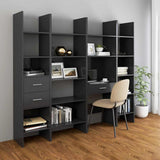 Book Cabinet Grey 60x35x180 cm Engineered Wood - Rear View