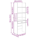 Book Cabinet Grey 60x35x180 cm Engineered Wood - Low Angle