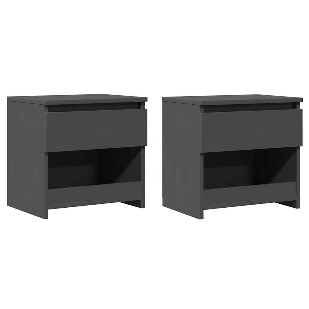 Bedside Cabinets 2 pcs Grey 40x30x39 cm Engineered Wood