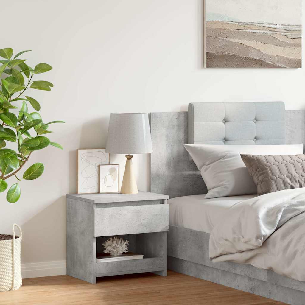 Bedside Cabinet Concrete Grey 40x30x39 cm Engineered Wood