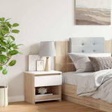 Bedside Cabinet White and Sonoma Oak 40x30x39 cm Engineered Wood