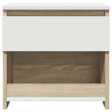 Bedside Cabinet White and Sonoma Oak 40x30x39 cm Engineered Wood - 45-Degree Angle