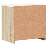 Bedside Cabinet White and Sonoma Oak 40x30x39 cm Engineered Wood - Close-Up Angle