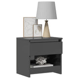 Bedside Cabinet High Gloss Grey 40x30x39 cm Engineered Wood