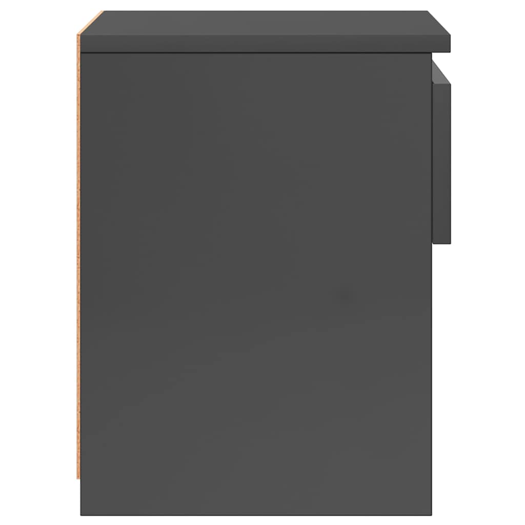 Bedside Cabinet High Gloss Grey 40x30x39 cm Engineered Wood