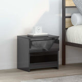 Bedside Cabinet High Gloss Grey 40x30x39 cm Engineered Wood