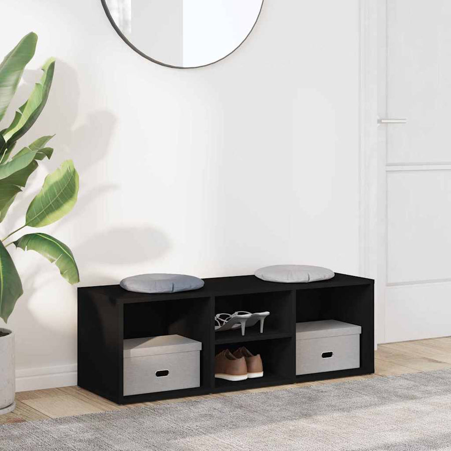 Shoe Storage Bench Black 102x35x35 cm Engineered Wood