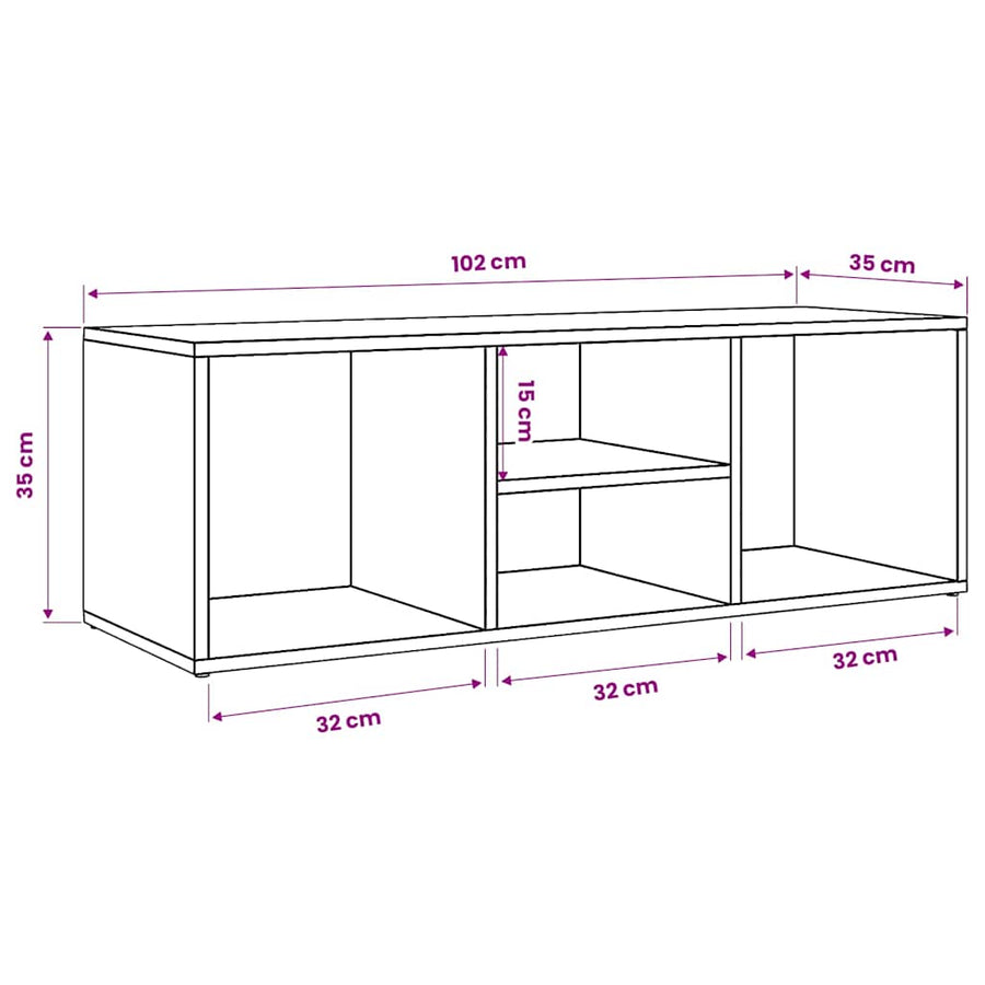 Shoe Storage Bench Sonoma Oak 102x35x35 cm Engineered Wood