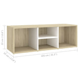 Shoe Storage Bench White and Sonoma Oak 105x35x35 cm Engineered Wood - Rear View