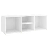 Shoe Storage Bench High Gloss White 105x35x35 cm Engineered Wood - Front View