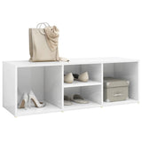 Shoe Storage Bench High Gloss White 105x35x35 cm Engineered Wood - Side View