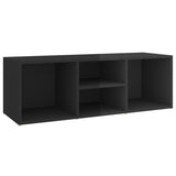 Shoe Storage Bench High Gloss Black 105x35x35 cm Engineered Wood - Front View