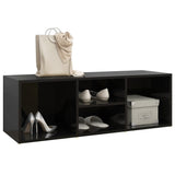Shoe Storage Bench High Gloss Black 105x35x35 cm Engineered Wood - Side View