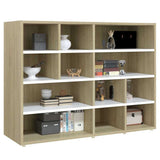 Side Cabinet White and Sonoma Oak 97x32x72 cm Engineered Wood